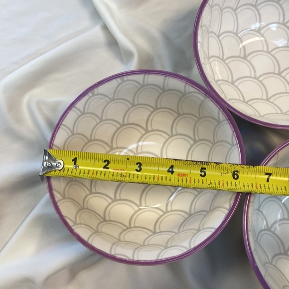 Set of 3 Roscher Gray Scalloped Print Stoneware Dessert 6” Inch Bowls - Picture 4 of 10